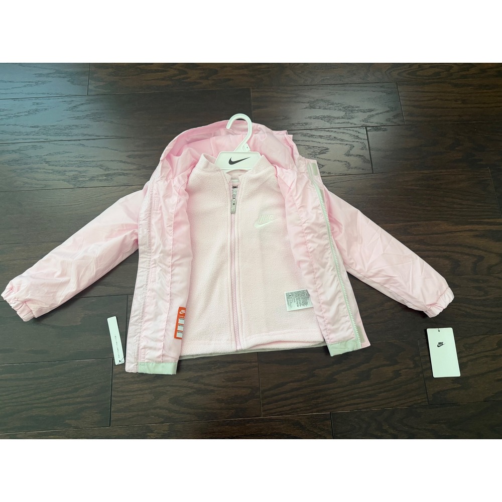 Nike Kids Windrunner 3-in-1 Jacket Fleece Liner Pink Foam 36M914-A9Y Size 4 - Picture 4 of 9